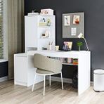 Roomart Nora Bilgisayar Masası, Raflı Çalışma Masası , Çalışma Ofis Masası Sol Dolaplı, Bilgisayar Masası Mat Beyaz
