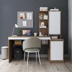 Roomart Nora Raflı Çalışma Masası , Çalışma Ofis Masası Sağ Dolaplı, Bilgisayar Masası - 160 CM - Atlantik Çam - Beyaz