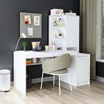 Roomart Nora Rafli Çalişma Masasi , Çalişma Ofis Masasi Sağ Dolapli, Bilgisayar Masasi Mat Beyaz