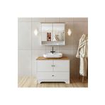 Roomart Oval Lavabolu Mat Beyaz Mdf 100 Cm Cekmeceli Banyo Dolabi + Aynali Ust Dolabi