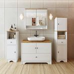 Roomart Oval Lavabolu Mat Beyaz Mdf 80 Cm Çekmeceli Banyo Dolabı Aynalı Üst Dolabı 2 Adet Boy Dolab