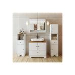 Roomart Oval Lavabolu Mat Beyaz Mdf 80 Cm Cekmeceli Banyo Dolabi + Aynali Ust Dolabi + 2 Adet Boy Dolabi