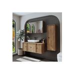 ROOMART Oval Lavabolu Mat Mdf 120 Cm Çekmeceli Banyo Dolabı + Aynalı Üst Dolabı + Boy Dolabı