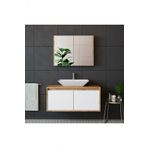 Roomart Roomart Tm7.2 Ayaksiz 2 Kapakli Lavabolu Ahsap-Mat Beyaz Mdf 100 Cm Banyo Dolabi+Aynali Ust Dolabi