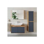 Roomart Roomarttm7.3 Lavabolu Ahsap-Antrasit Mdf 85 Cm Banyo Dolabi+ Aynali Banyo Ust Dolabi+Boy Dolabi