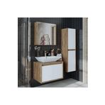 Roomart Roomarttm7.3 Lavabolu Ahsap-Mat Beyaz Mdf 65 Cm Banyo Dolabi+Aynali Ust Dolabi+ Boy Dolabi