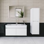 Roomart Tm3 Ayaksız 2 Kapaklı Lavabolu Beyaz Mdf 100 Cm Banyo Dolabı Aynalı Üst Dolap Boy Dolabı Bute Beyaz