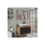 Roomart Tm7.2 Ahsap-Antrasit Mdf 85 Cm Banyo Dolabi + Aynali Banyo Ust Dolabi