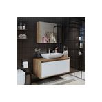 ROOMART Tm7.2 Ayaksız 2 Kapaklı Lavabolu Ahşap-mat Beyaz Mdf 100 Cm Banyo Dolabı+aynalı Üst Dolabı