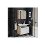 ROOMART Tm7.2 Ayaksız 2 Kapaklı Lavabolu Ahşap-mat Beyaz Mdf 65 Cm Banyo Dolabı+aynalı Üst Dolabı