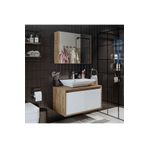 Roomart Tm7.2 Ayaksiz 2 Kapakli Lavabolu Ahsap-Mat Beyaz Mdf 85 Cm Banyo Dolabi+Aynali Ust Dolabi