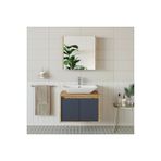 Roomart Tm7.2 Lavabolu Ahsap-Antrasit Mdf 65 Cm Banyo Dolabi + Aynali Banyo Ust Dolabi
