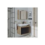 Roomart Tm7.2 Lavabolu Ahsap-Antrasit Mdf 65 Cm Banyo Dolabi + Aynali Banyo Ust Dolabi