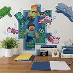 RoomMates RMK5005GM Minecraft Dev Soy ve Yapıştır Duvar Çıkartması, Mavi, Pembe, Yeşil