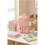 Roomys Kawaii Pro İthal Yeni Sezon Ergonomik Kore Tarzı Aksesuarlı Ve Ayıcıklı Pembe Okul Sırt Çantası