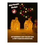 Root Made Kış Evleri 2li Set - Dekoratif Noel Evleri Plli Led Mumluk - Balkon Dekoru - Mum ve Tavşan Hediyeli