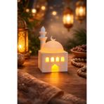 Root Made Mini Cami Mumluk Dekoratif Tealight Aydınlatmalı Ramazan ve İslami Ev Dekoru -Pilli Mum Dahil | 10cm