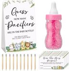 Roowest Baby Shower Games Guess How many Pacifiers Game Sign 100 Küçük Tahmin Oyunları 10 Hb Kalem 750 ml Süt Şişesi 400 Akrilik Emzik Süslemeleri Misafirler Cinsiyet Gösterimi Parti Hediyeleri (Pembe,