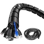 Ropcomp Spiral Kablo Kanalı Kablo Düzenleyici Toplayıcı Tutucu 1.5m – 28MM (Siyah) - 0 - Siyah