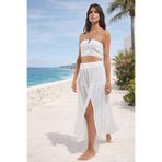 Rora Straplez Büzgülü Crop Top Bluz