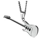 RORPOIR Erkekler Için Paslanmaz Çelik Gitar Şeklinde Kolye Ucu Ve Zincir Şık Tasarım Doğum Günü Ve Düğün Partileri İçin Mükemmel Seçeneği