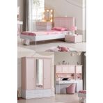 Rosa Genç Odası - 3 Kapılı Dolap, Karyola, Komodin, Masa, Şifonyer, Kitaplık