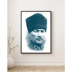 Rosaart Atatürk Portresi- Siyah Ahşap Çerçeveli Tablo -Mustafa Kemal Atatürk Çerçeveli Poster-Dijital Baskı - 50 x 70 - Renkli
