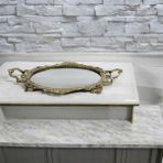 ROSABIANCACASA Pirinç Oval Aynalı Tepsi 42CM. - 42 cm