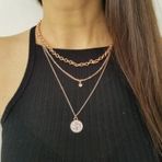 Rose 3lü Madalyon Kolye Seti