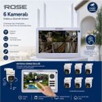 Rose 6 Ptz Kameralı 10.1'' LCD Ekranlı Sesli Kablosuz Wifi Kamera Seti - Beyaz