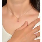 Rose Altın Kaplama Pembe Lotus Çiçeği Kadın Kolye Yüzük Set