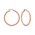 Rose Altın Kaplamalı Yuvarlak 40 Mm Şarnel Halka Gümüş Küpe
