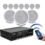 Rose Bluetooth Tavan Hoparlör Seti - 10 Adet 16CM Hoparlör + 1 Adet Amfi - Ev, Ofis, Mağaza Ses Sistemi