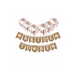Rose Gold Konfetili Şeffaf Balon Bride To Be Kraft Çiçekli Banner Yazı