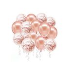 Rose Gold Konfetili Şeffaf Balon Ve Rose Gold Balon Seti 20 Adet