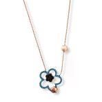 Rose Gold Turkuaz Işıltılı Çiçekler Hayalet Gümüş Kadın Kolye