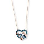 Rose Gold Turkuaz Işıltılı Sonsuz Kalpler Hayalet Gümüş Kadın Kolye