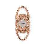 Rose Gold Vintage İşlemeli Puro Kesici - Çift Paslanmaz Çelik Bıçak - Lüks Tasarım, Keskin ve Hassas Kesim, Bakır Renkli Puro Aksesuarı