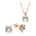 Rose Gümüş Tek Taş İkili Set