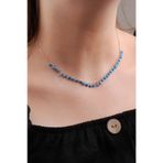 Rose Gümüş Turkuaz Choker Kolye 6584