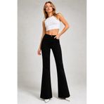 Rose Jeans Kadın Siyah Deep Black Yüksek Bel Toparlayıcı Likralı İspanyol Paça Jean Kot Pantolon