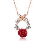 Rose Kırmızı Gümüş Gül Kolye