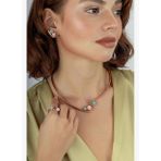 Rose Opal Turkuaz Taşlı Altın Kolye