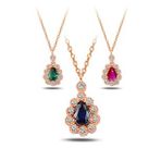 Rose Renk Damla Model Yakut Taşlı Kadın Gümüş Kolye GKLDMLM1DEL-ROS 6018630712761 (Yeşil)