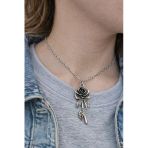 Rose Thorn Spirit – Gül Figürlü Gümüş Renk Unisex Uzun Kolye (60 Cm)