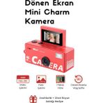 Roseandroses Mini Charm Kamera Dönen Ekran Flaşlı Selfie Video Vlog Kamerası 1080P+48MP - Kırmızı