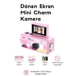 RoseandRoses Mini Charm Kamera Dönen Ekran Flaşlı Selfie Video Vlog Kamerası 1080P+48MP