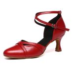 Rosefinch Latin Dans Ayakkabıları Kadınlar İçin Deri Salsa Tango Balo Salonu Performans Dans Ayakkabıları, Kırmızı 7cm Topuk, 3.5 UK