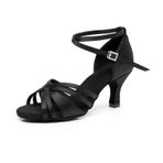 Rosefinch Latin dans ayakkabısı, kadınlar için, Salsa Tango Ballroom Praxis dans ayakkabısı, Siyah 7 cm topuk, 35 EU