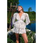 Roselenda Roame Kadın Şifon Çiçek Desenli Volanlı Mini Elbise
